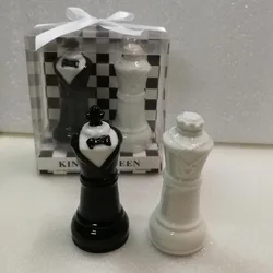 Ywbeyond Wholesale Wedding Guest Souvenirs Ceramic Bride And Groom King And Queen Chess Salt And Pepper Shakers