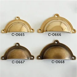 Antique Furniture Handle and Knob C-0665 Gold Shell Shape Brass Screw Farmhouse Polished 60/70mm 23/34g