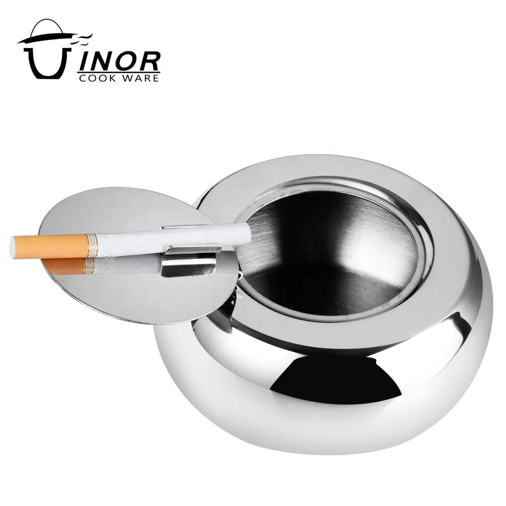 custom large capacity metal ashtray with cigarette holder position