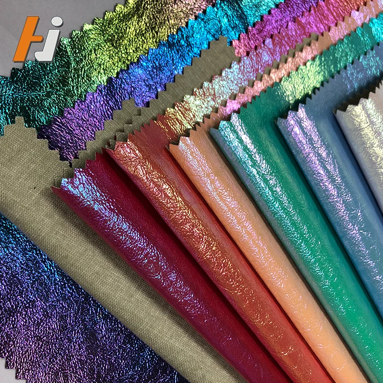 The most new fashion popular design chunky glitter fabric garment pu leather thin synthetic leather for clothing jacket