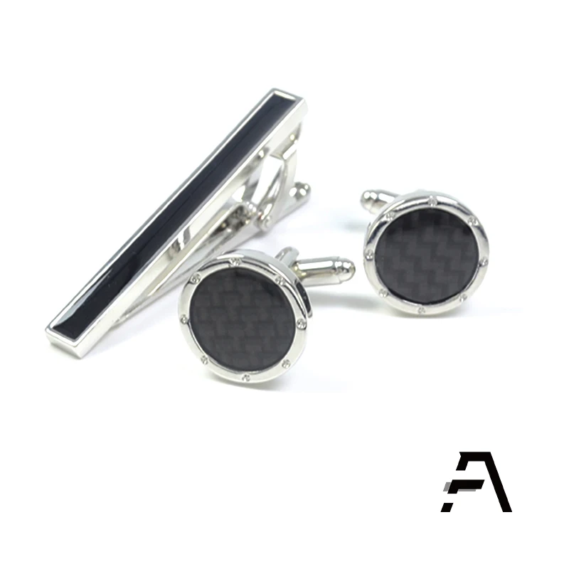Jewelry Stainless Steel  Mother of Pearl cufflink and tie clip set
