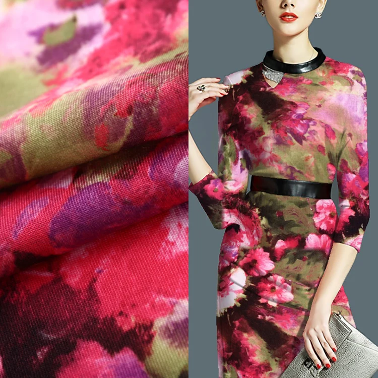 Knitted jersey super java print cotton fabric cambodia supply