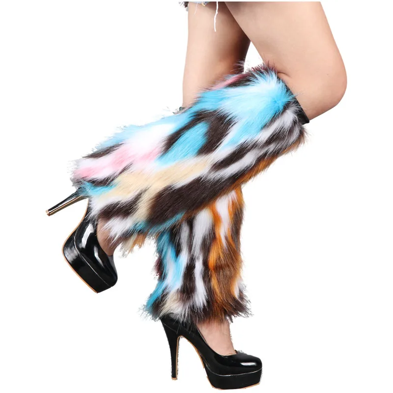 
Women White Santa Claus Costume Accessories Faux Fur Leg Warmer 