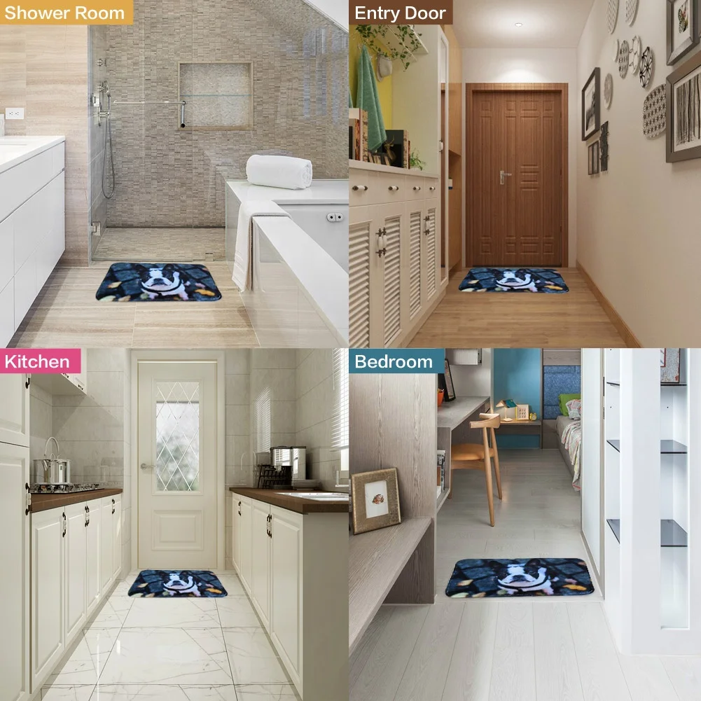 Pug Dog Front Rubber Door Mat Cute Animal Photo Floor Mats