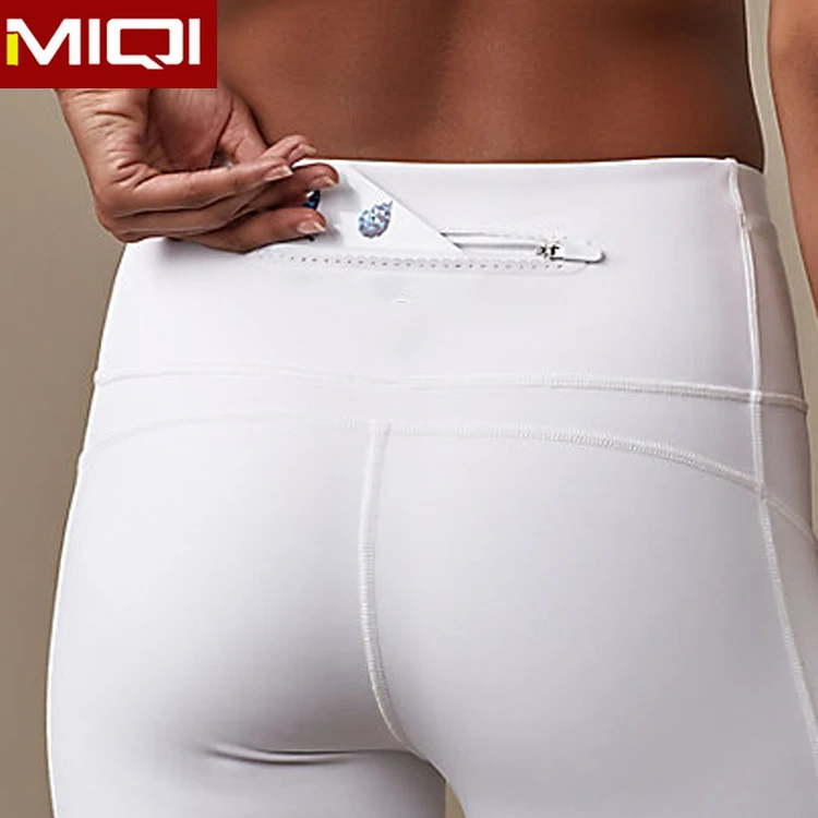 Wholesale Ladies White High Waist Pocket Gym Leggings OEM Custom Brand Women Sports Wear