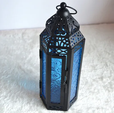 glass Moroccan Style decorative lantern for candle