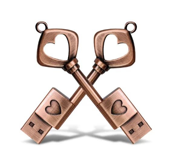 Classical Metal key heart shape usb flash drive metal memory key usb gift usb stick