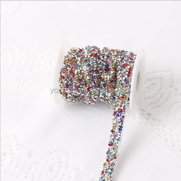 Hot Sale 1cm Crystal Diamond Trim Hotfix Rhinestones Mesh Banding For Sandal Shoes