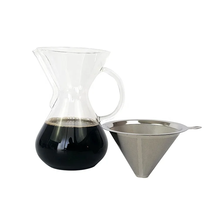 Large Capacity Classic Design Glass Coffee Maker Set Handmade Heat-Resistant Glass Pot for Home Use Box Packed