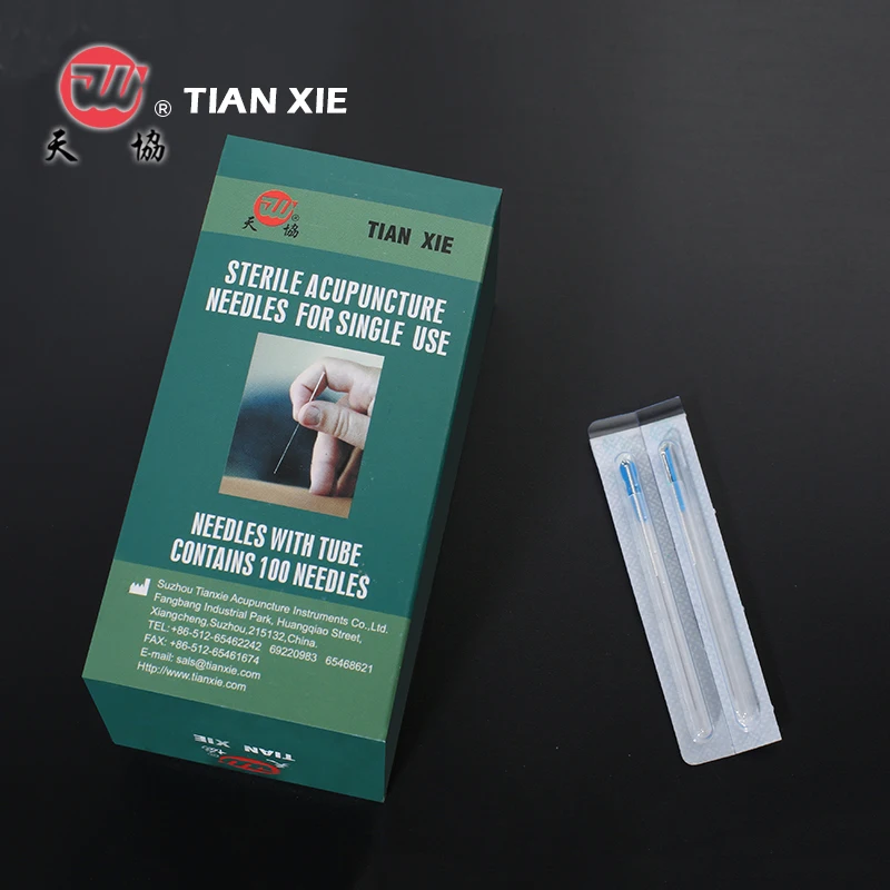 
Hot new products single use with guide tube silver handle acupuncture needles 