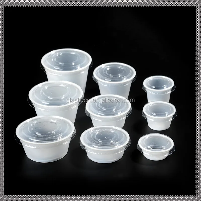 All size 15ml-165ml PS material plastic cup sauce container  ,White sauce cup/portion cup with lids