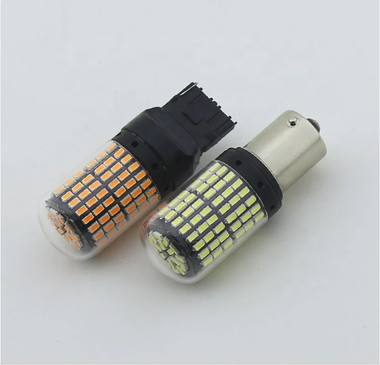 White/Amber Canbus 1156/BAU15S 3156 7440 7443 led 144smd 3014 turn signal light brake light bulbs