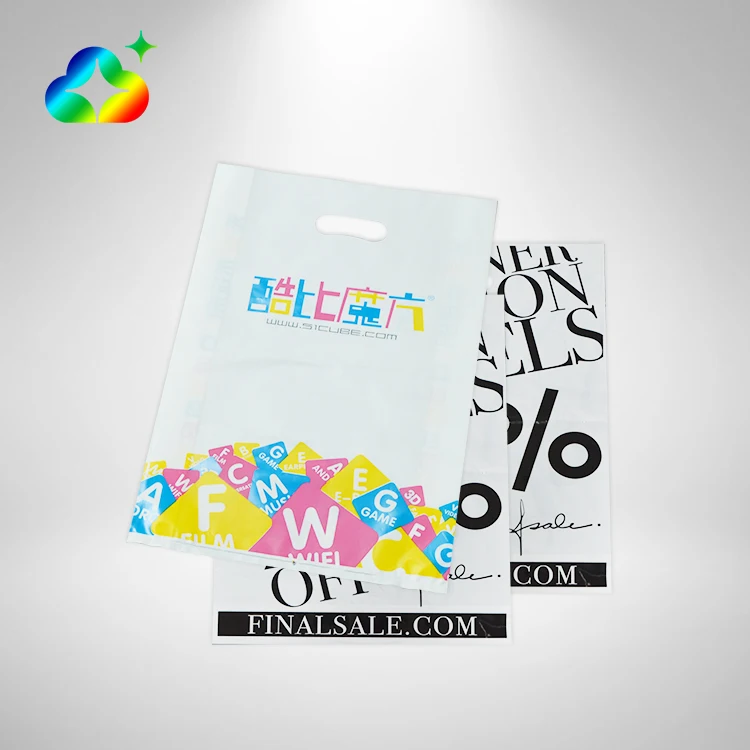 Customized Reusable Foldable Shopping Gift Packaging Die Cut Handle Plastic Bags With Handle Logo Print