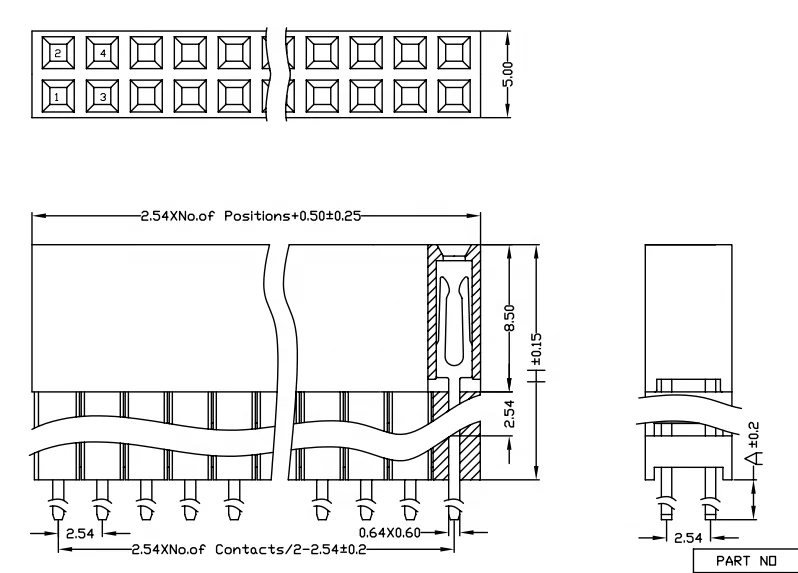 
2.54mm female header with pin header high plastic housing OEM height 