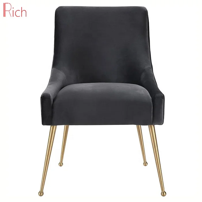 Стул для отдыха, обеденный стул, домашняя мебель во французском стиле, хромированные ножки, стул для столовой, серый бархатный стул для ресторана