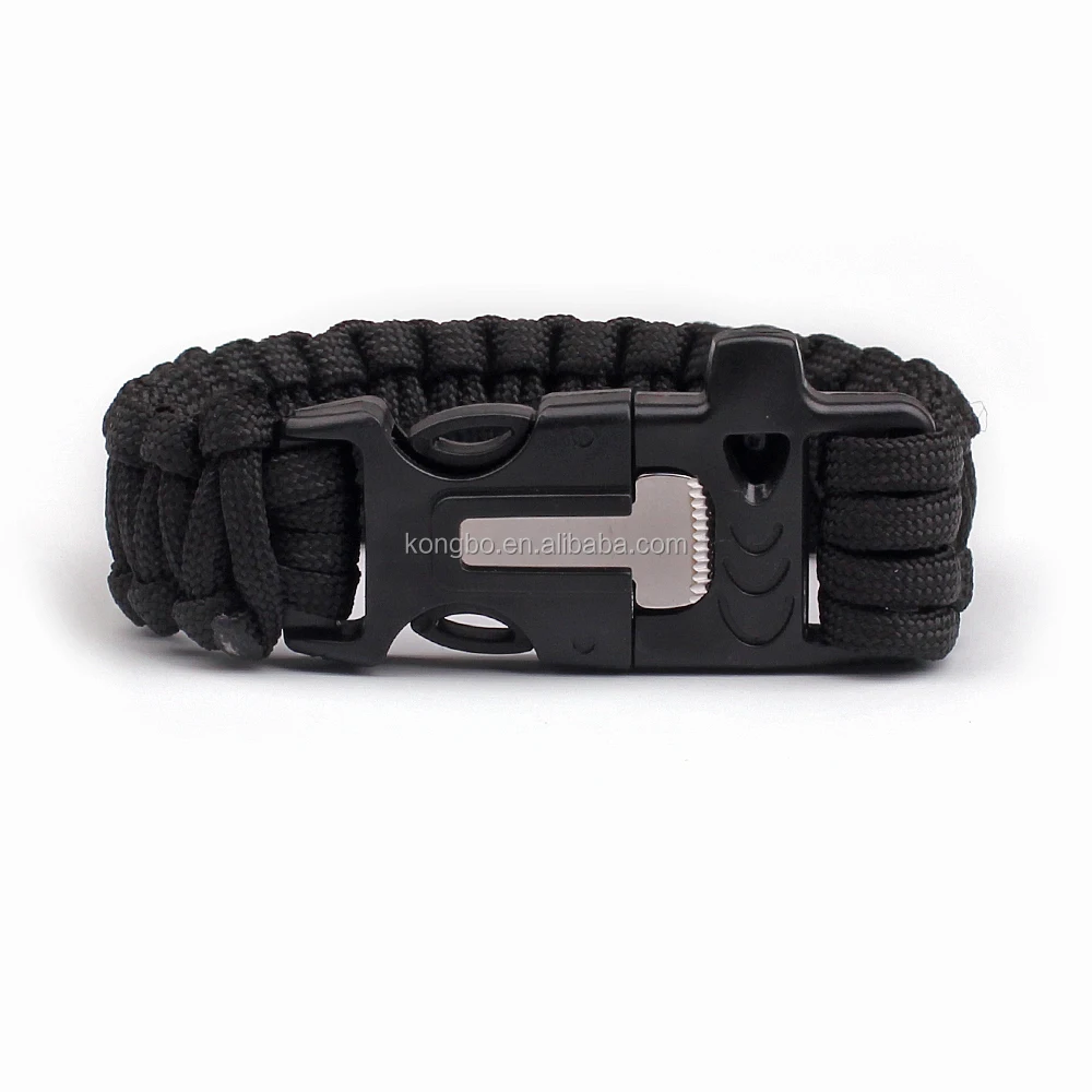 KongBo 4 in 1 Flint Fire Starter Outdoor Paracord Survival Bracelet