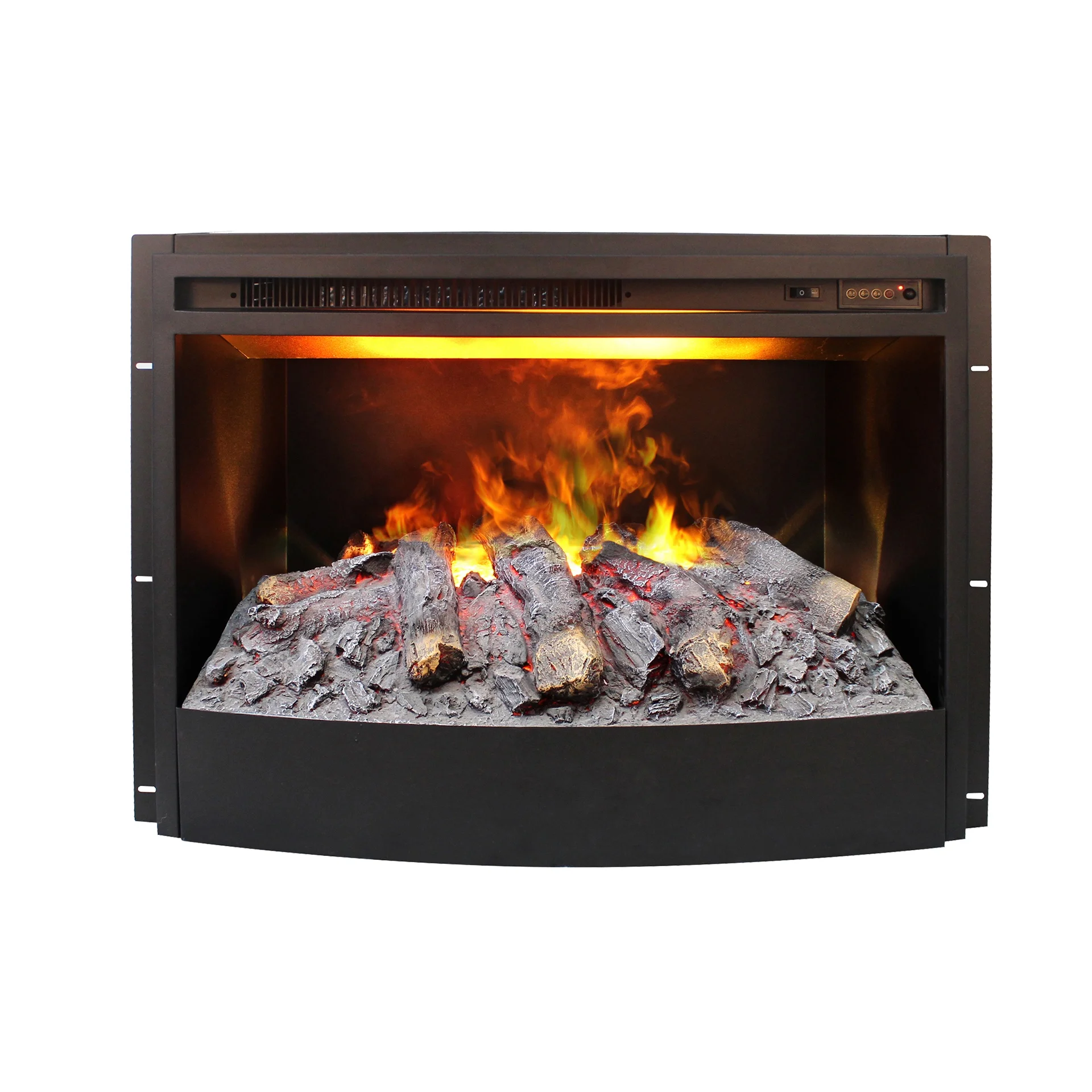 Electric Water Vapor Fire Steam Fireplace lnsert Firebox 25.5 Inch Curved Without Brick Wall