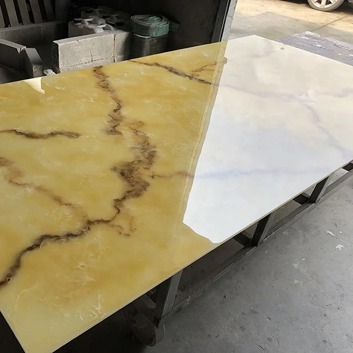 Customizable Decoration Material 6-30mm Yellow Onyx Marble Sheet Artificial Tile For Feature Wall