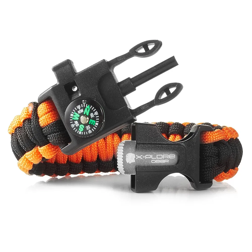 High Quality Multi Survival Gear Escape Paracord Bracelet With Flint / Whistle / Compass / Scraper For Outdoor Sports