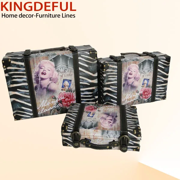 
 Старый стиль моды старинные декоративные ящики для хранения в виде мэрилин монро, чемодан  