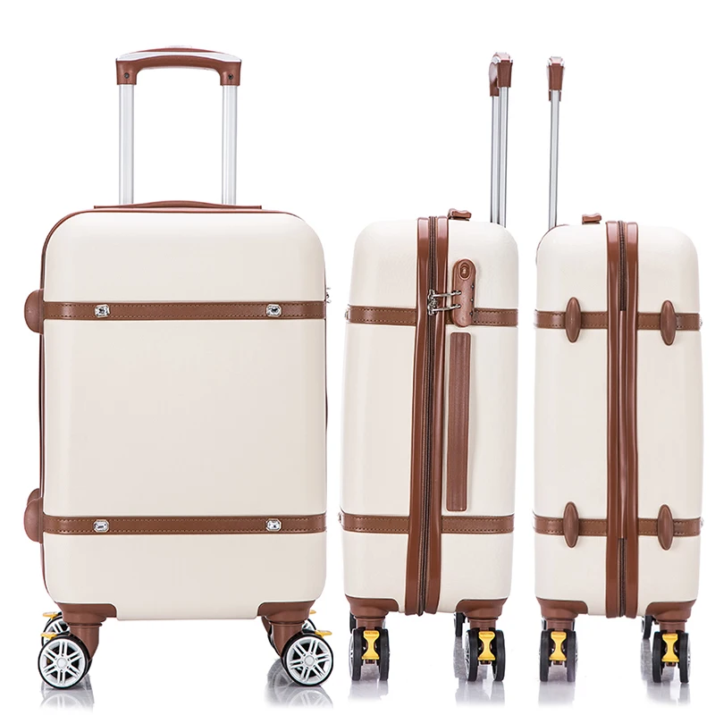 New Popular Beige Color 20/24/28 3-piece Hard Case Trolley Case Luggage Suitcase Bag Sets