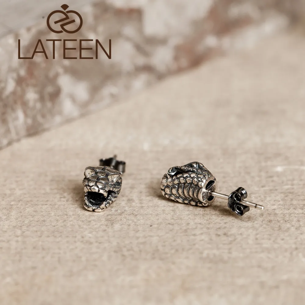 Exaggerated Retro Cobra-shaped Earrings S925 silver indian boho Ethnic Reptile stud earrings