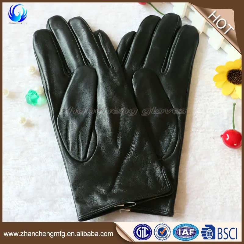 High quality mens genuine goatskin leather gloves with 3 straight deaws on back leather gloves importers