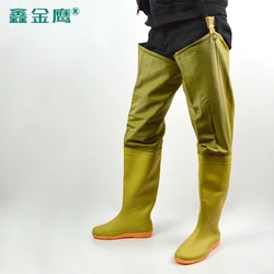 Antiskid Wear-resisting Thick bottom Super high fishing wader breathable hip rice field schistosome protection rain shoes