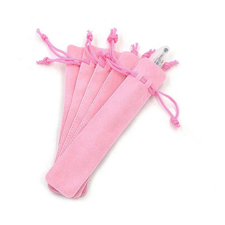 Wholesale Velvet Pen Pouch Holder Single Pencil Bag Pen Case Drawstring Bag