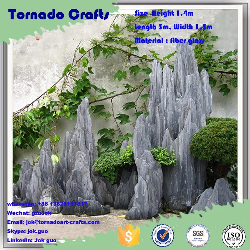 Guangzhou factory high quality design fiberglass rock waterfall rockery artificial fake stone water curtain fountain decor