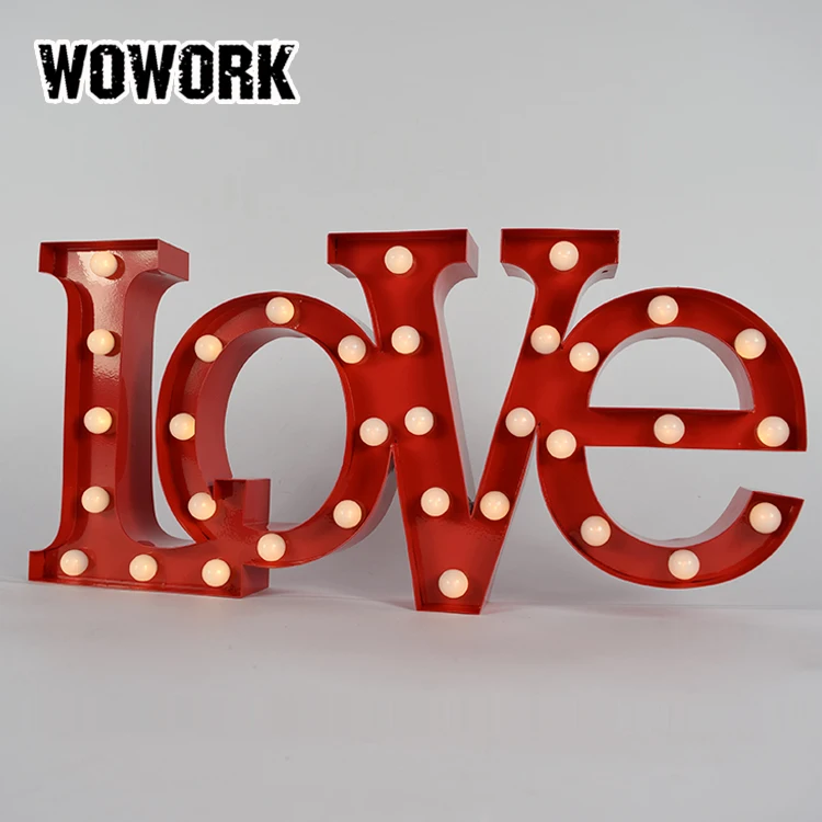 
WOWORK little letter lights love lighted letter for home metal crafts 3D led light up lamp 
