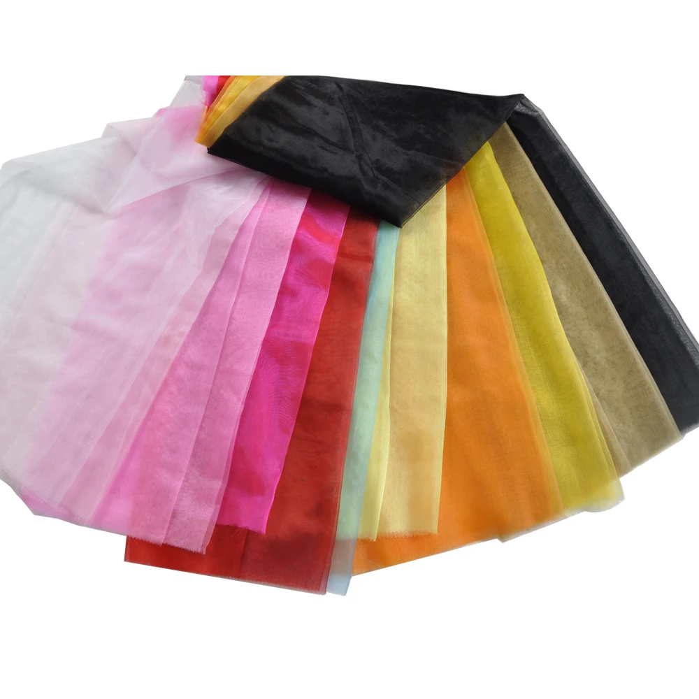 
white purple red solid color wedding dress and gift drawstring bags pouch silk organza fabric 