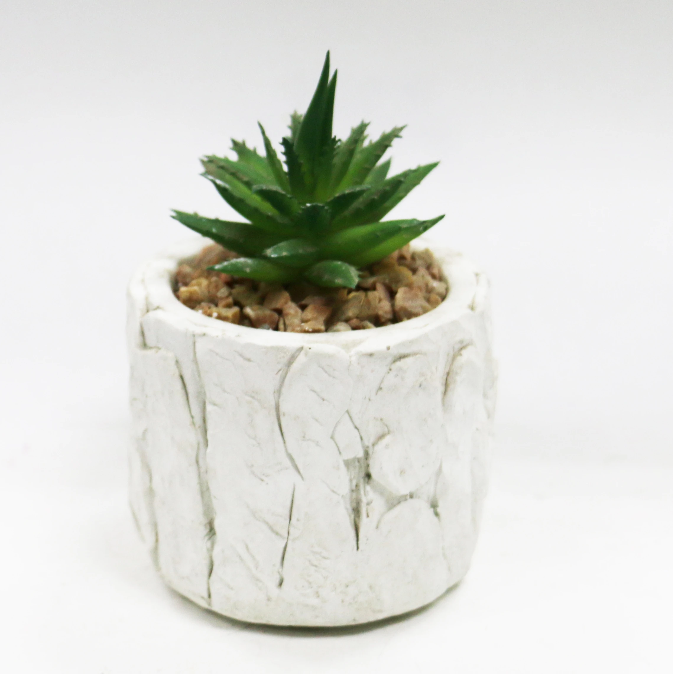 China Factory Wholesale Decorative Mini Artificial Plants Echeveria Succulents With White Cement Pots