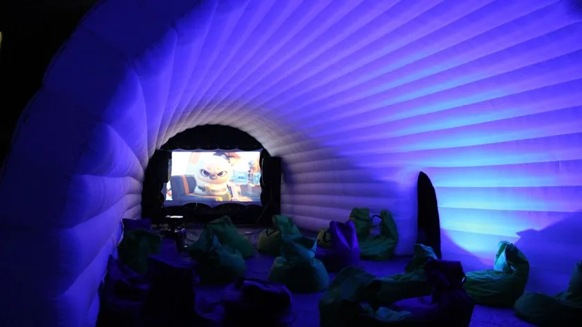 LED decoration cinema screen inside inflatable party dome tent for rental