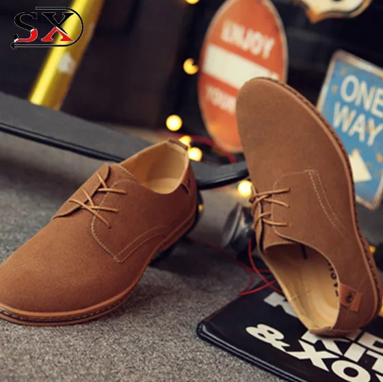 Hot sell fashion men casual shoes men flats lace up male suede men leather shoes