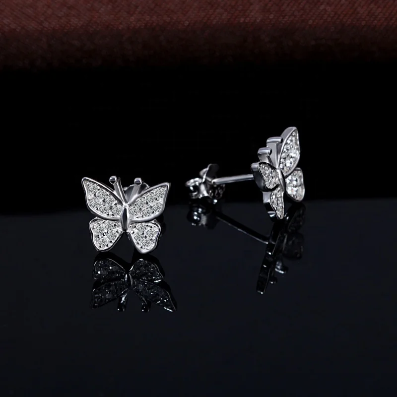 Popular Jewelry 925S Colorful CZ Butterfly Earring for Girl