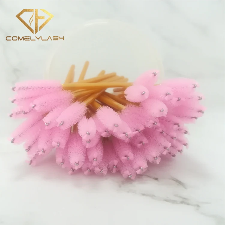 
Pink Mascara Brush For Eyelash Extension Nylon Eyelashes 50pcs/Bag Disposable Brushes Mascara Wands Applicator Makeup  (60810546528)