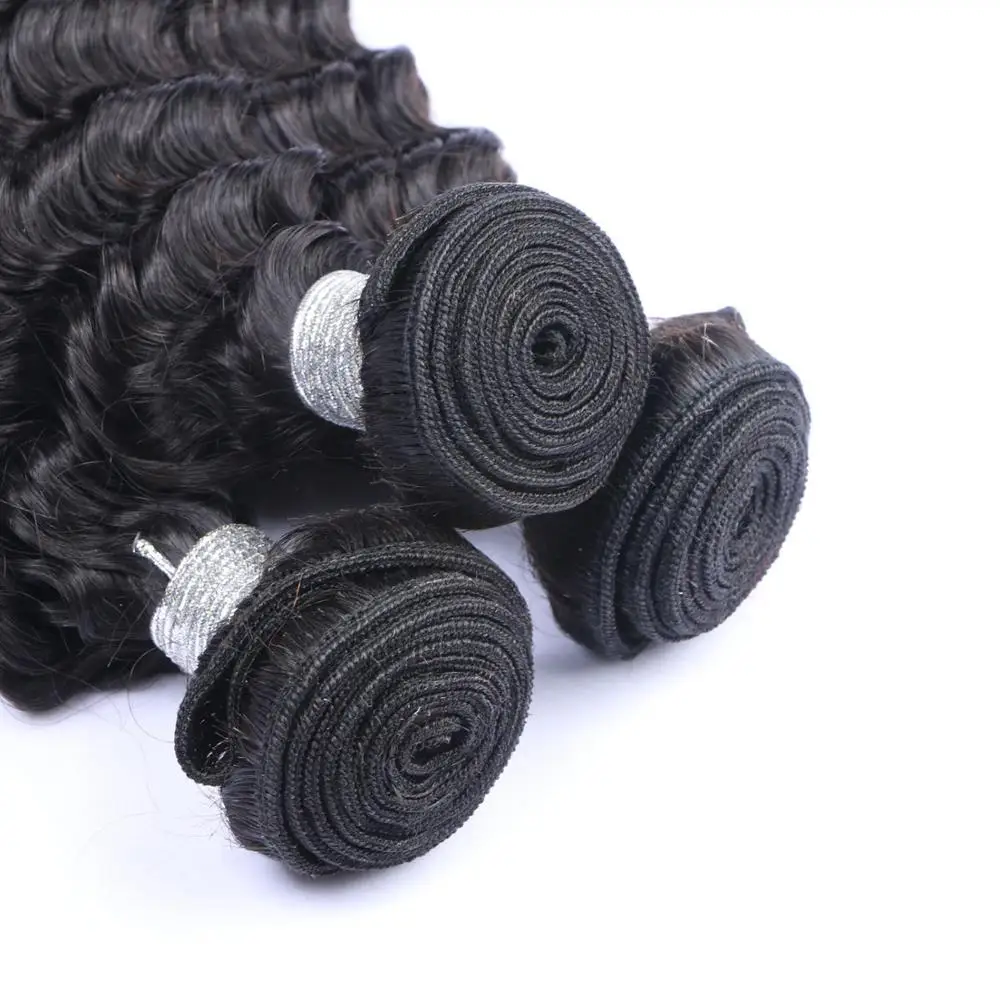 
High quality virgin human hair product , deep wave cuticle align hair bundles 