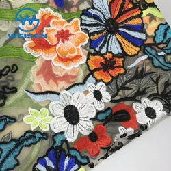 Embroidered Lace Flat Net Organza 2019 Flower Tulle Guipure Embroidery Fabric