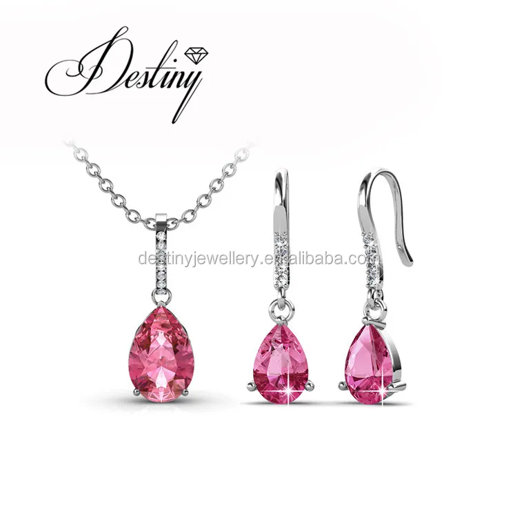 Destiny Jewellery Engagement Pendant and Earring Sets Crystal Jewellery Set with Pear DS090