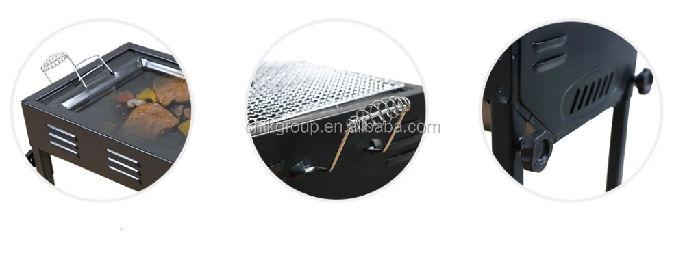 Outdoor portable charcoal vertical korean bbq grill cast iron table