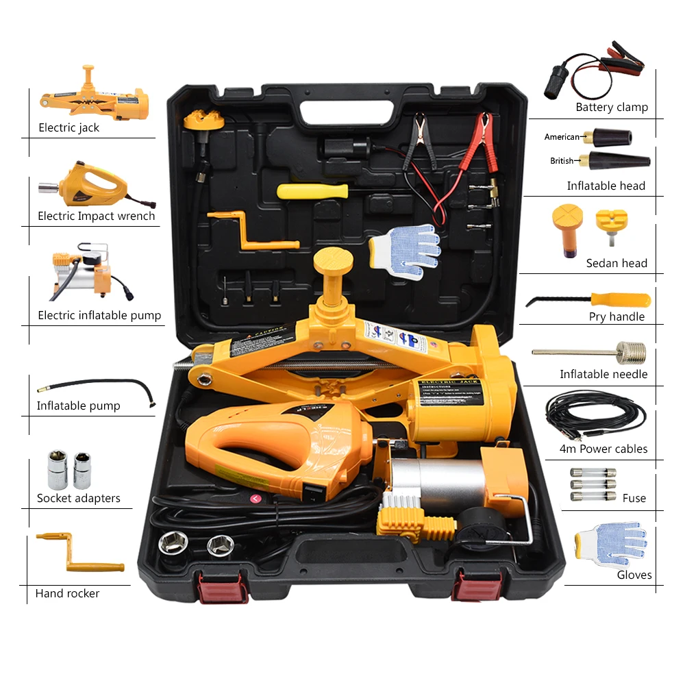 Best selling battery operated car kit electronic 2T 42cm 3 in 1 electric scissor jack suit
