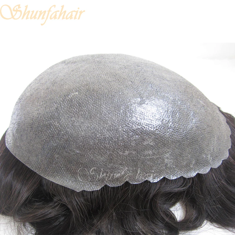 
2014 hot sale 100% real Chinese virgin hair hairpiece wigs for men ng thin skin mens hairpiece 