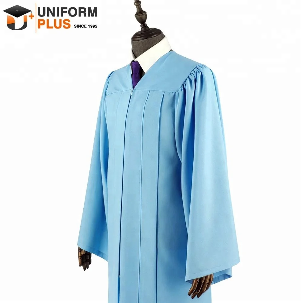 Wholesale matte fabric blue university graduation gown and uniform choir robes