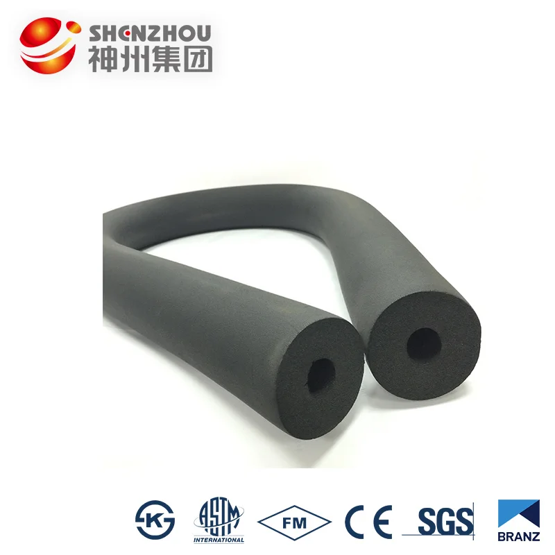 
non-combustible fireproof nbr pvc rubber foam tube/pipe insulation hover board 