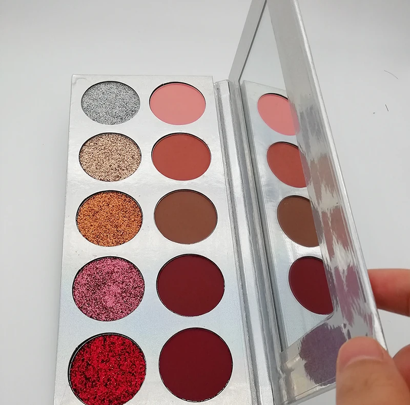 Дешевые макияж Косметические мерцание матовая 10 видов цветов Магнитный Пигмент палитра теней для век