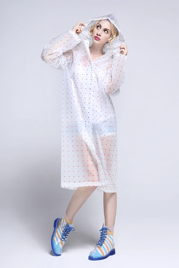 High quality reusable long EVA impermeable rainwear with reflective tape