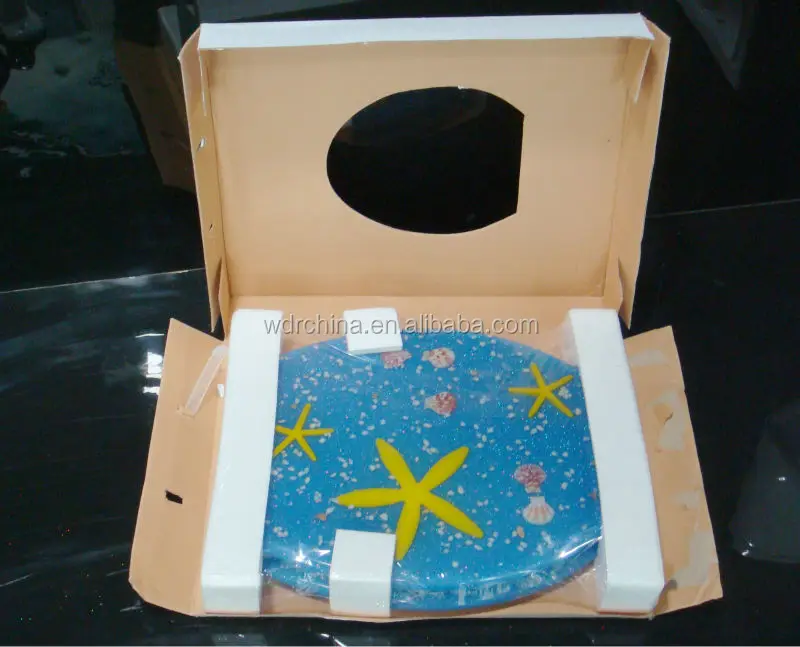 Purple polyresin bathroom shower decorated elongated wc lid covers