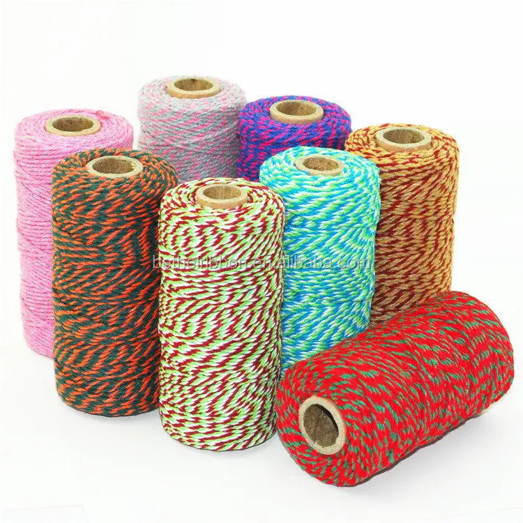 Natural 2mm 1.5mm 1mm baker butcher natural cotton twine rope cord yarn for DIY