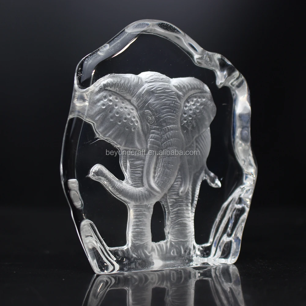 Small Crystal Engraving Elephant Sculpture Paperweight Indian Wedding Door Gifts